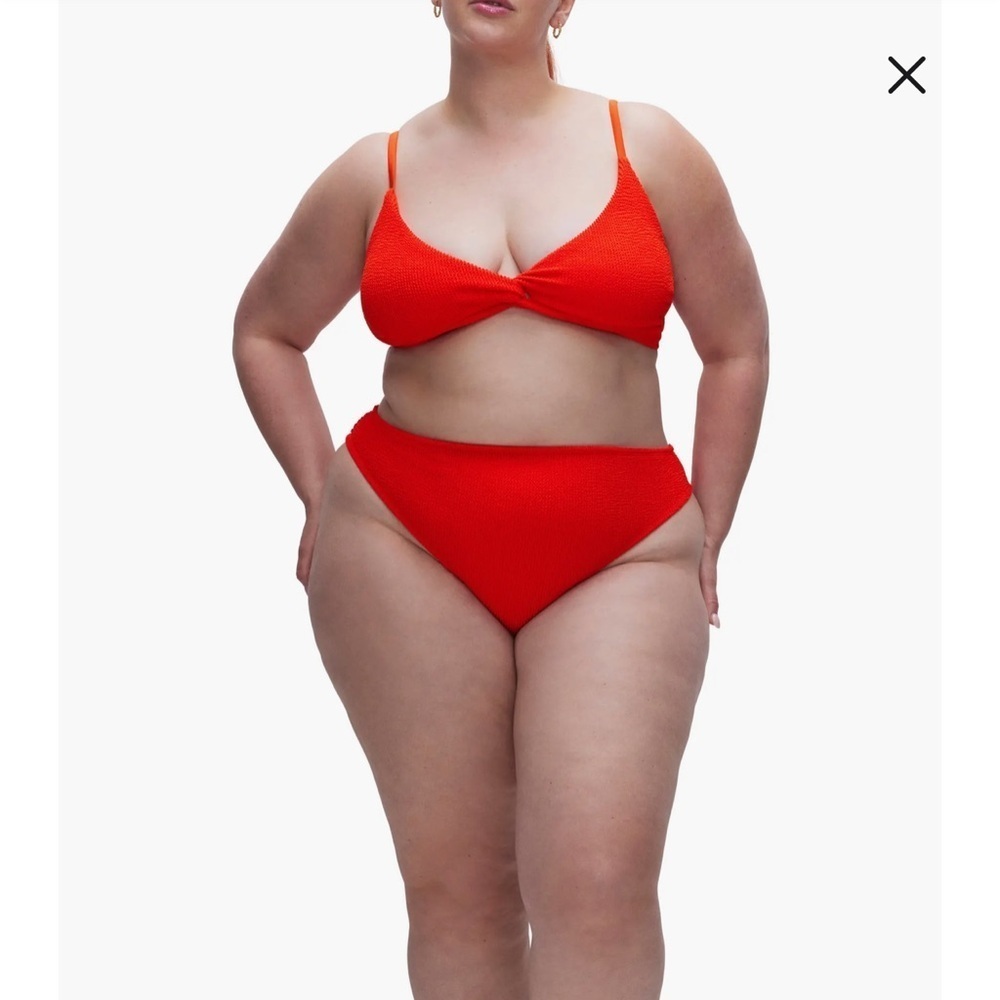 Good American Red Textured Triangle Bikini Set